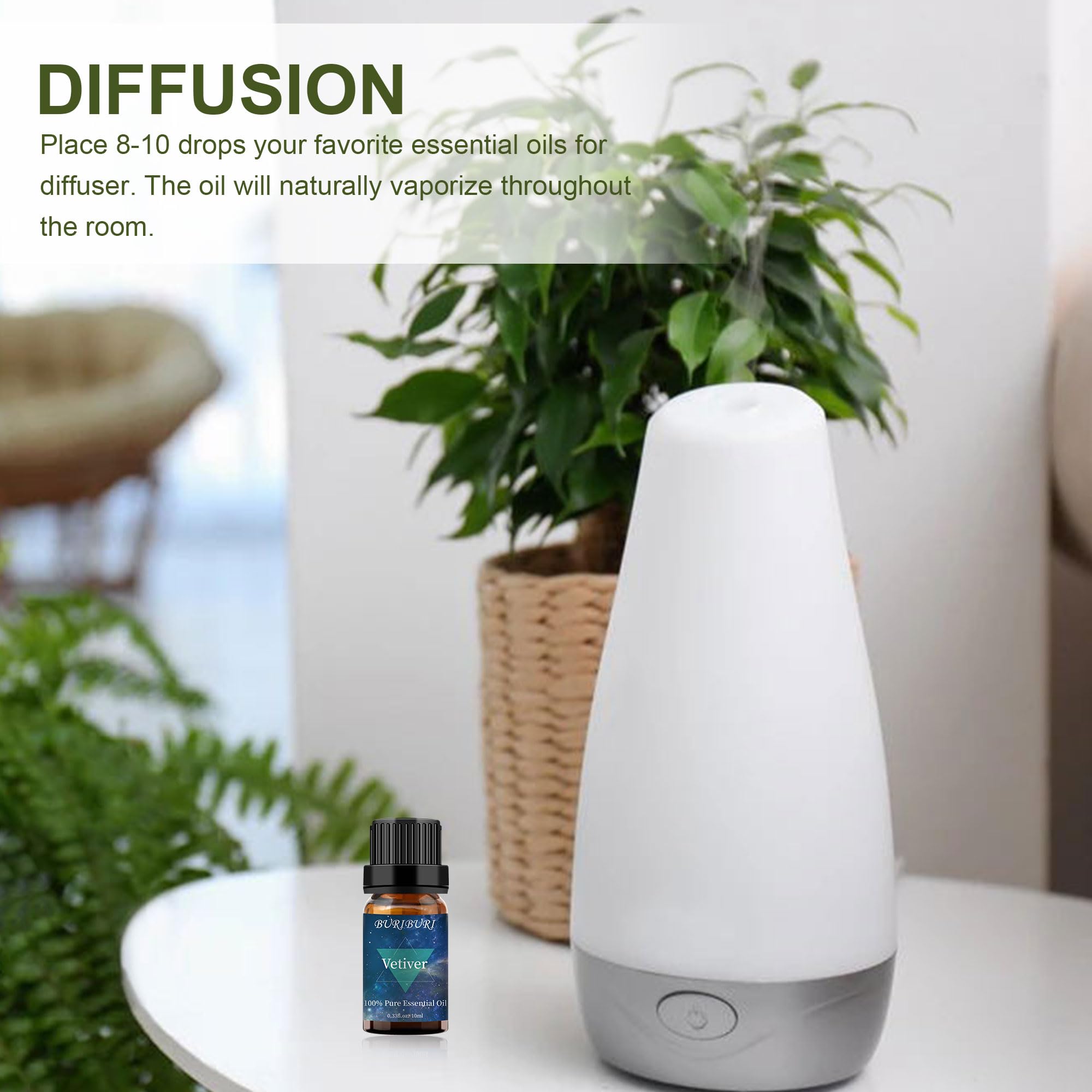 Amber bottle with label highlights undiluted oil for diffusers.
