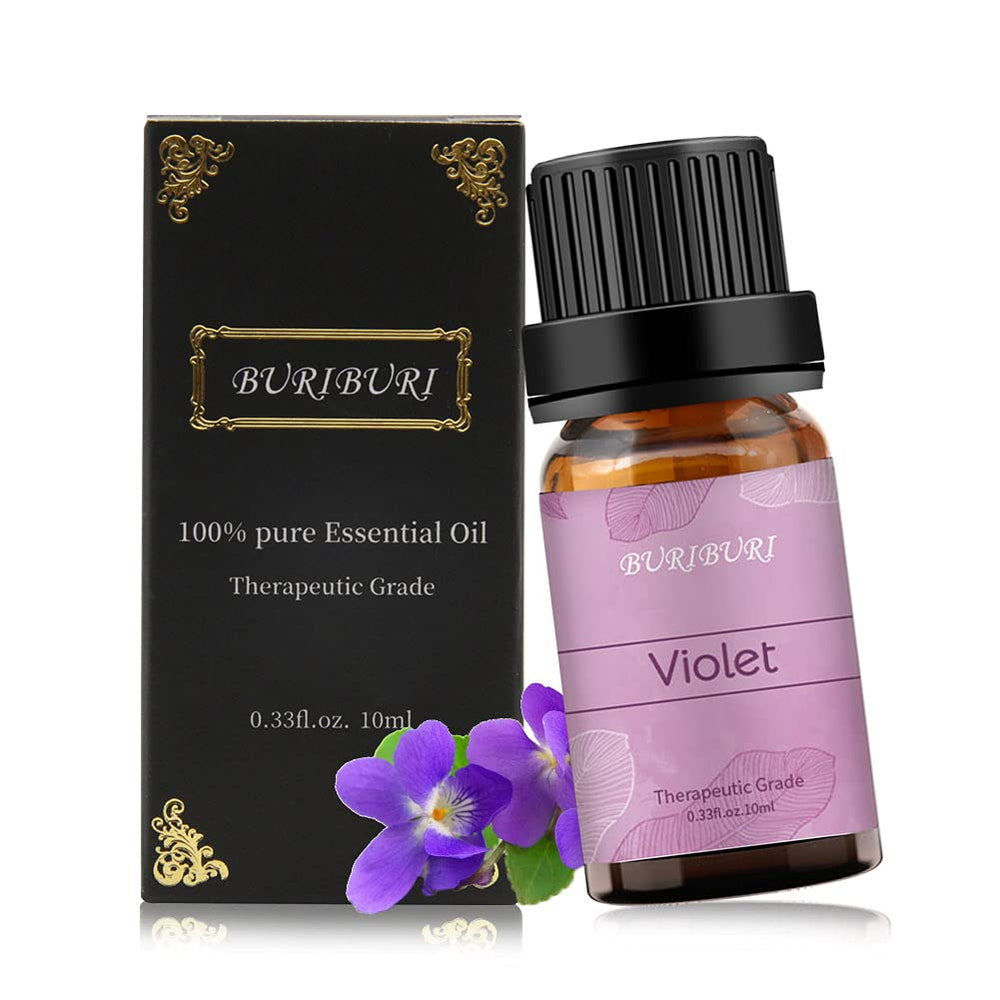 BURIBURI violet oil diffuser blend for calming home ambiance.