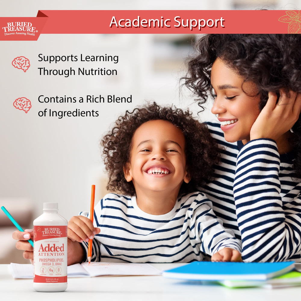 Buried Treasure Added Attention box packaging appealing to parents seeking study support.