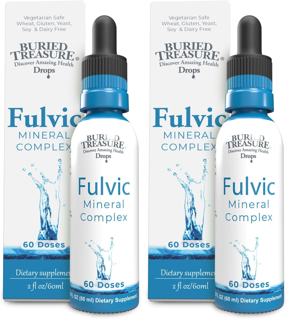 Buried Treasure Fulvic Mineral Drops bottle for daily hydration and mineral balance