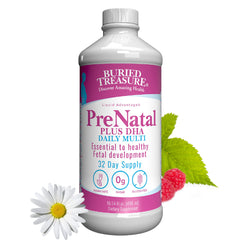 Buried Treasure Prenatal Plus DHA bottle front highlighting prenatal nutrition support