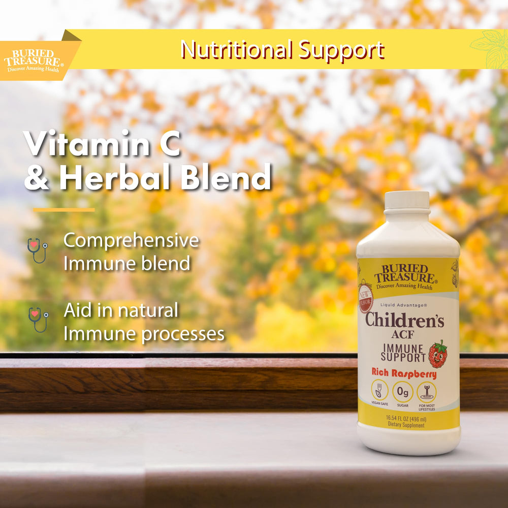 Buried Treasure Sugar-free formula label highlights no added sugars for flexible family routines.