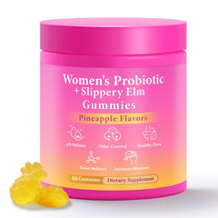 BURMINY Her Juicy Gummies bottle front promoting daily feminine balance with pineapple flavor.