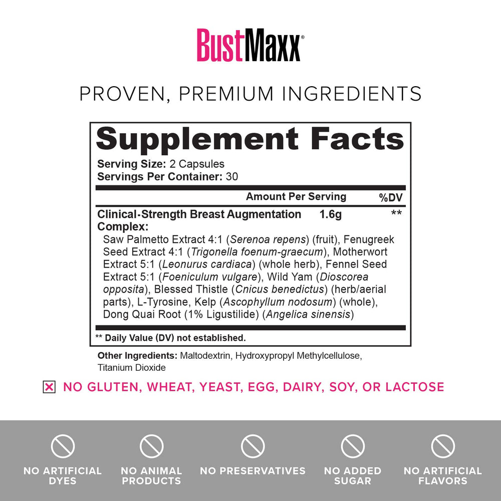 BustMaxx product shot on table communicates ready-to-use supplement routine