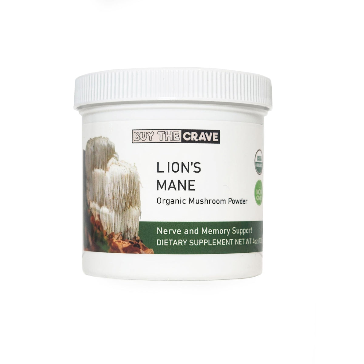 Buy The Crave organic lion's mane powder bottle for daily brain health routines.