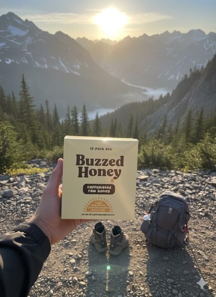Buzzed Honey running athlete in action with energy gel