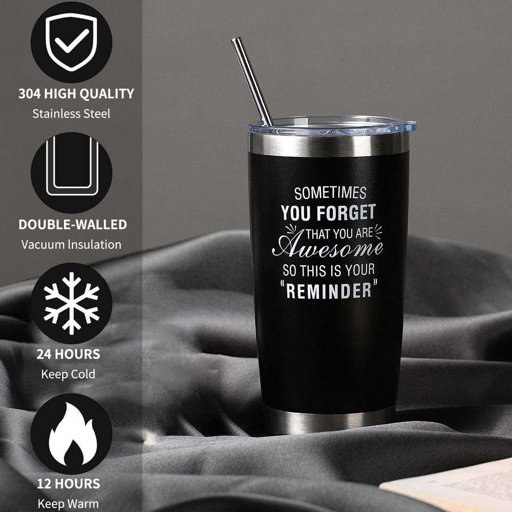 BVHDIA insulated 20oz tumbler keeps drinks cold or hot for hours.