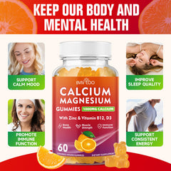 BVIVLOO Calcium Gummies with magnesium for muscle relaxation.
