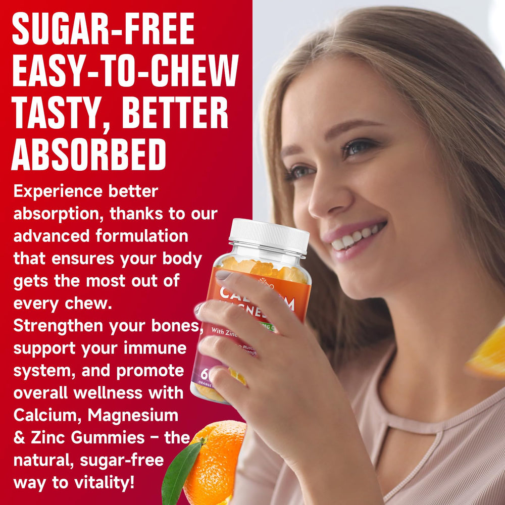 BVIVLOO Calcium Gummies orange flavor, a tasty daily wellness bite.
