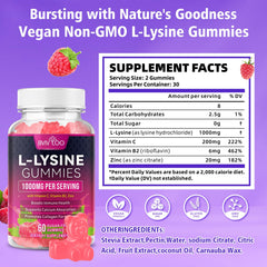 BVIVLOO L-Lysine 1000mg gummies pack for convenient daily intake.