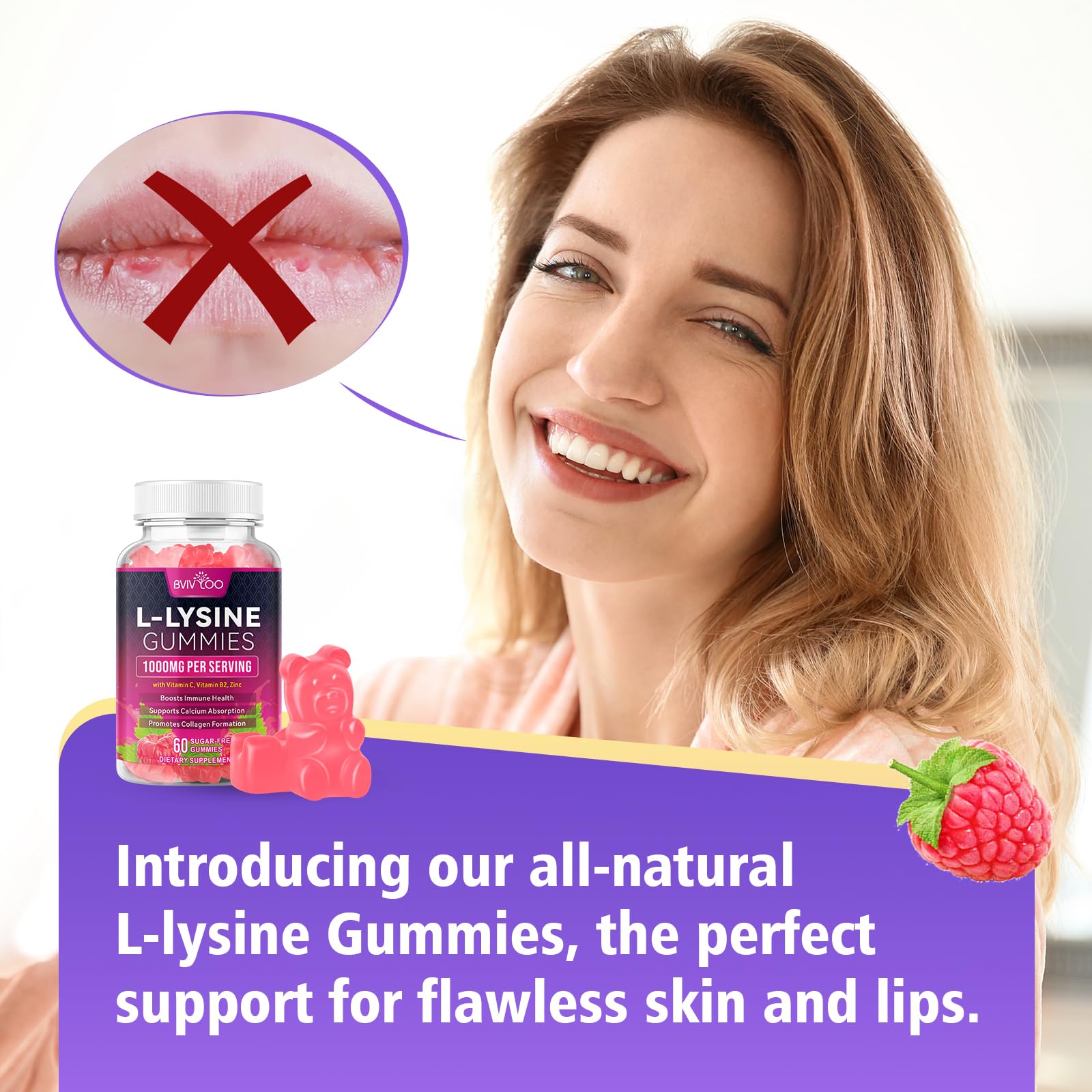 BVIVLOO Lysine 1000mg vegan formula uses plant-based pectin.