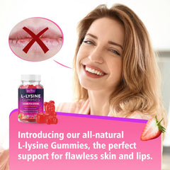 BVIVLOO L-Lysine Gummies vegan, gluten-free icons highlight allergy-friendly formula.