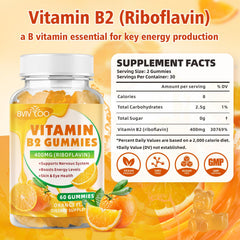 BVIVLOO orange-flavored gummies close-up highlighting tasty, sugar-free B2.