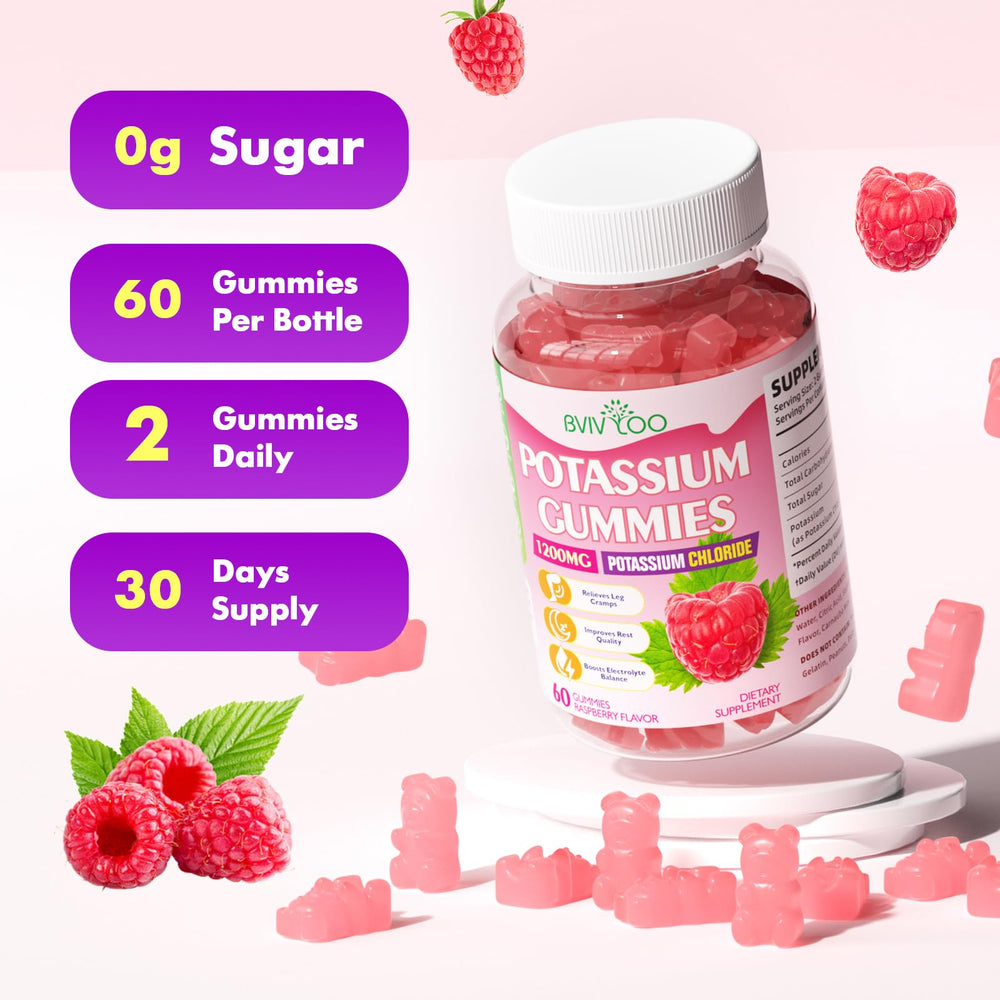 BVIVLOO potassium gummies closeup-texture highlights chewable comfort.