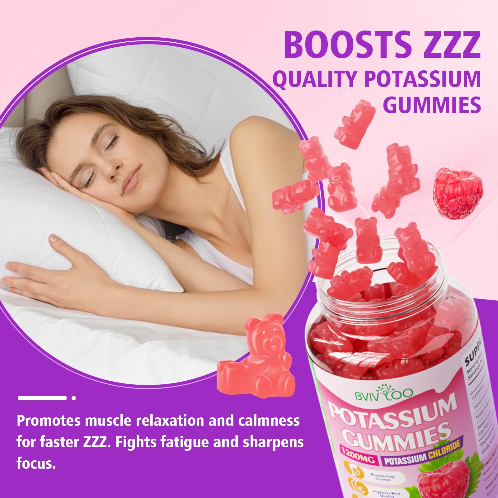 BVIVLOO potassium gummies dispensed-dosing demonstrates easy daily dosing.