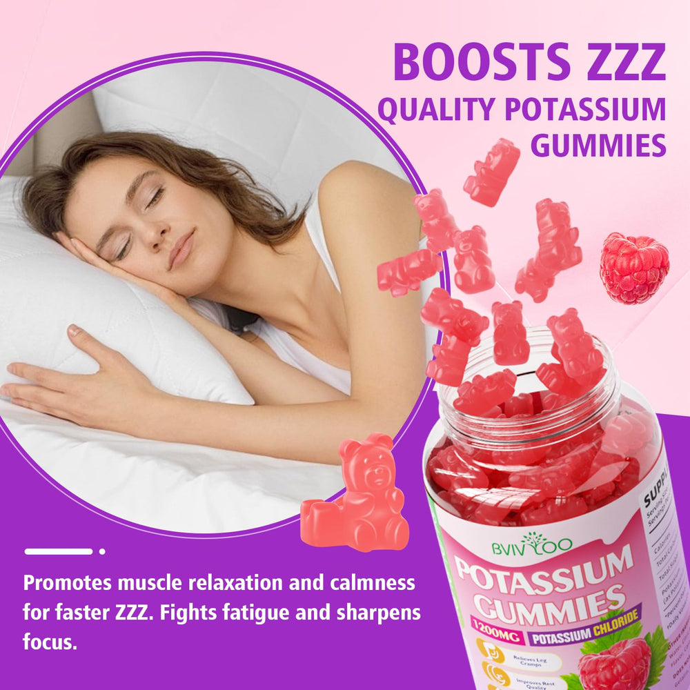 BVIVLOO potassium gummies dispensed-dosing demonstrates easy daily dosing.