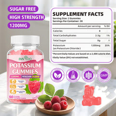 BVIVLOO potassium gummies raspberry-flavor close-up emphasizes tasty, easy-to-chew daily dose.