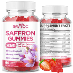 BVIVLOO saffron gummies bottle offers convenient daily mood and focus support.