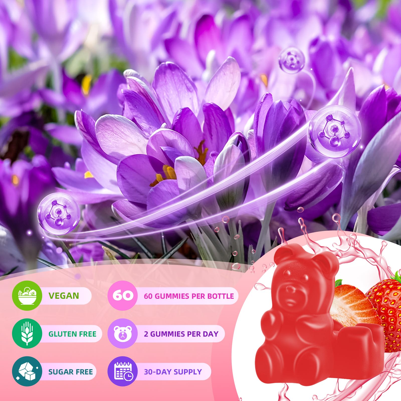 BVIVLOO saffron gummies vegan gluten-free formula appeals to dietary preferences.