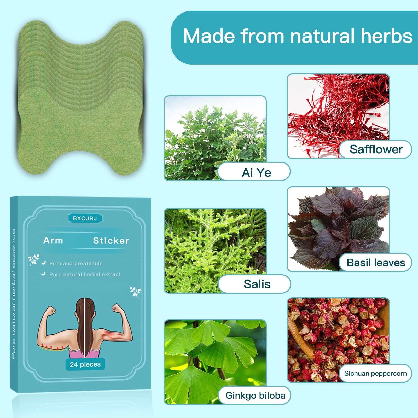 BXQJRJ mugwort patches box open showing individual sachets for daily use.