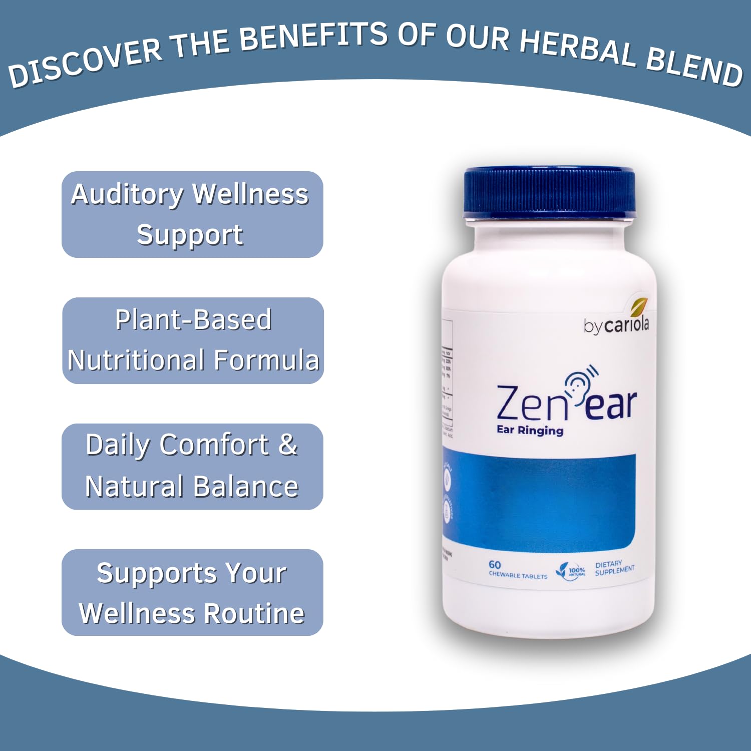 BY CARIOLA Zen Ear chewable tablet close-up