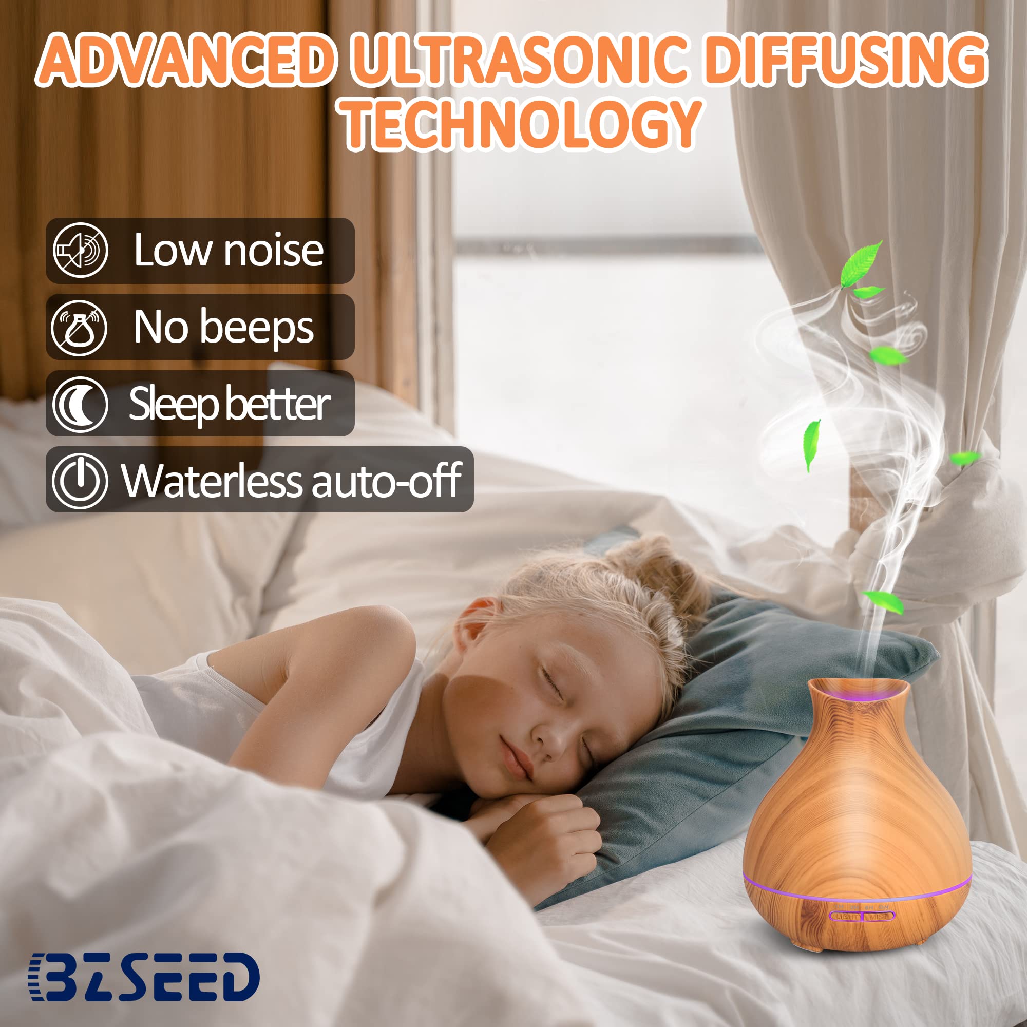 BZseed ultrasonic diffuser auto-off for safe, worry-free operation.