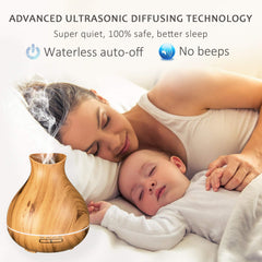 BZseed Diffuser with wood grain look blends with decor and mood lighting.