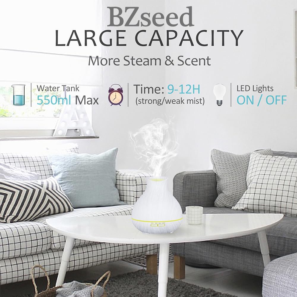 BZseed diffuser showing timer options for 1H, 3H, 6H, or continuous use
