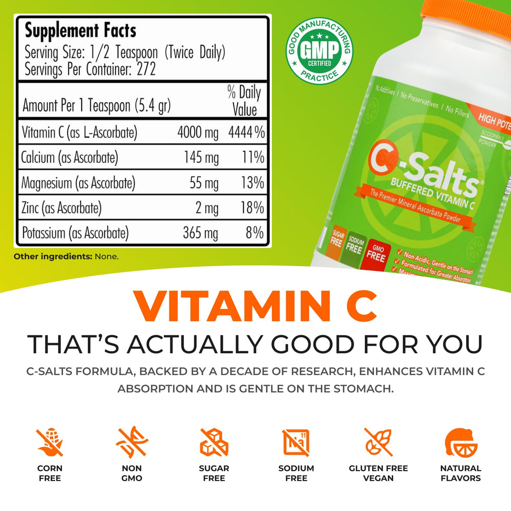 C-Salts Vitamin C powder scoop showing convenient daily use.
