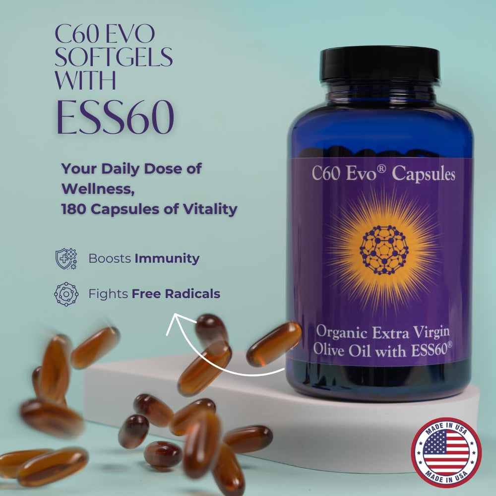 C60 Evo ESS60 capsules closeup for convenient daily use and steady energy