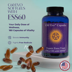 C60 Evo ESS60 capsules closeup for convenient daily use and steady energy