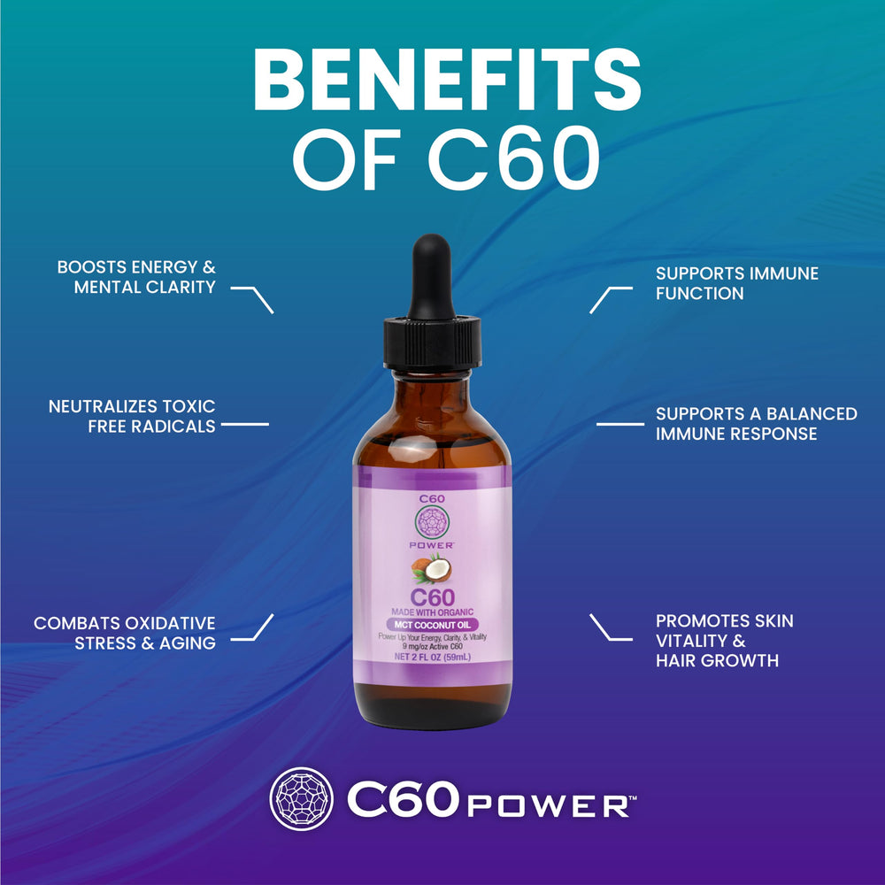 Pour action of C60 Purple Power showing an easy one-teaspoon dose.