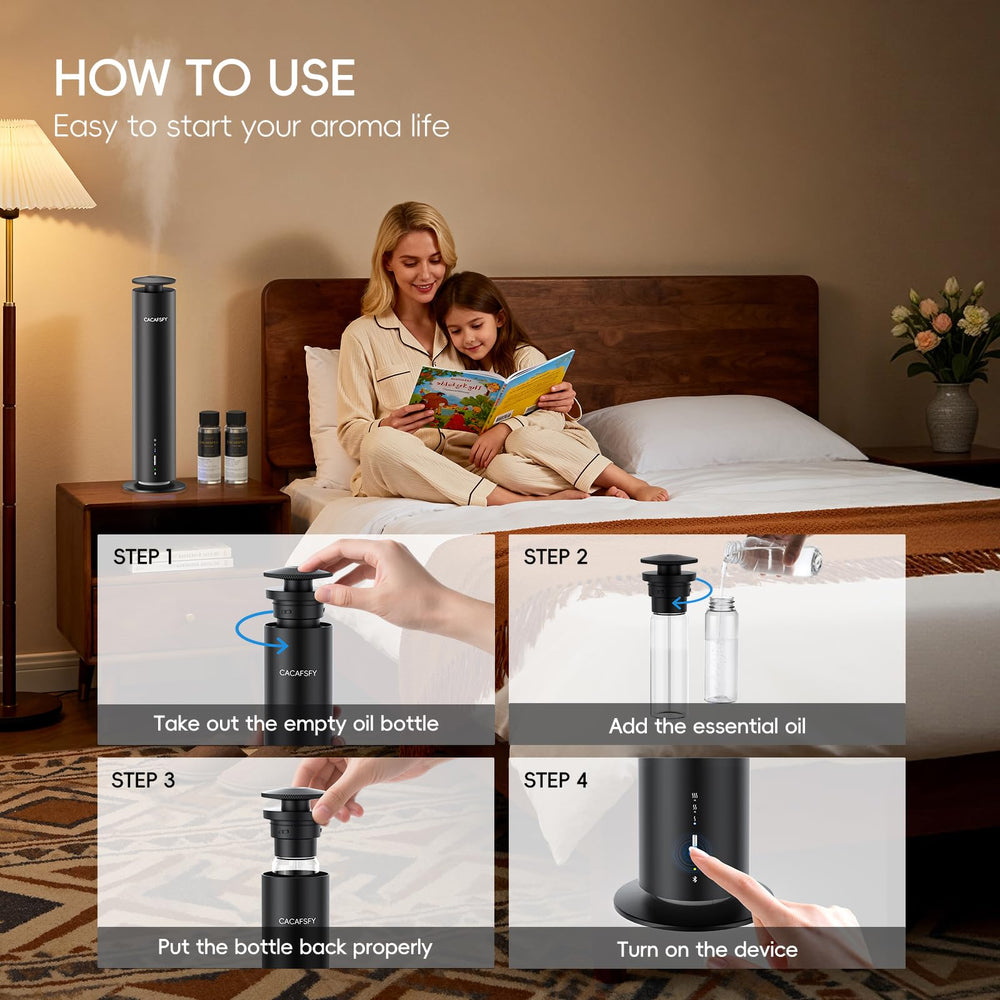 CACAFSFY mobile app setup enables Bluetooth fragrance automation with the diffuser