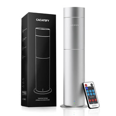 CACAFSFY diffuser with silver exterior creates an elegant home fragrance focal point.