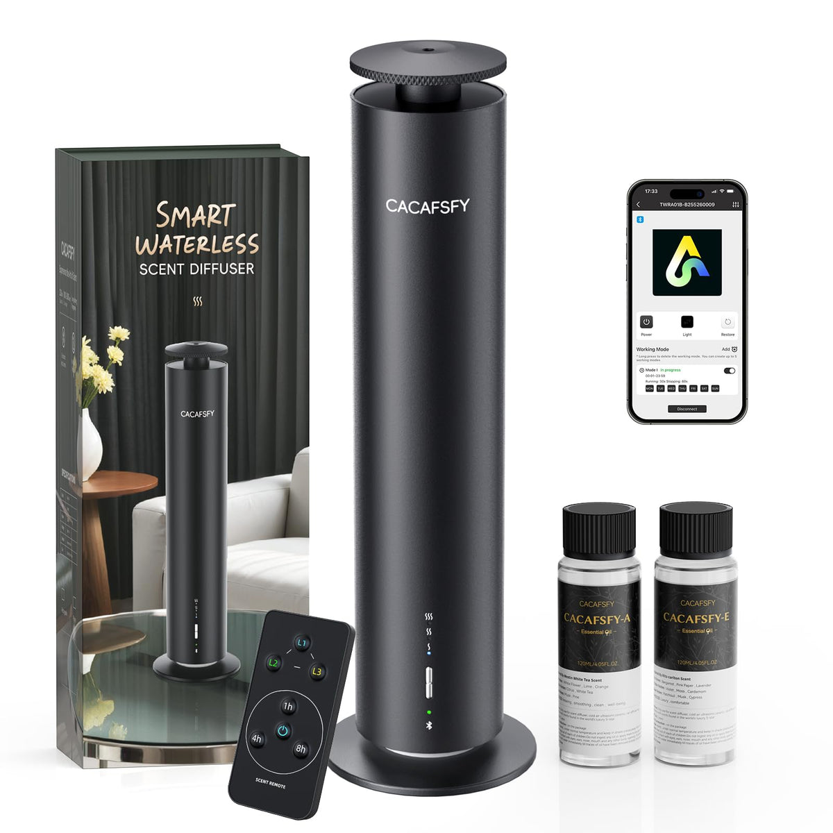 CACAFSFY waterless diffuser main unit with quiet operation and aluminium shell for aroma diffusion
