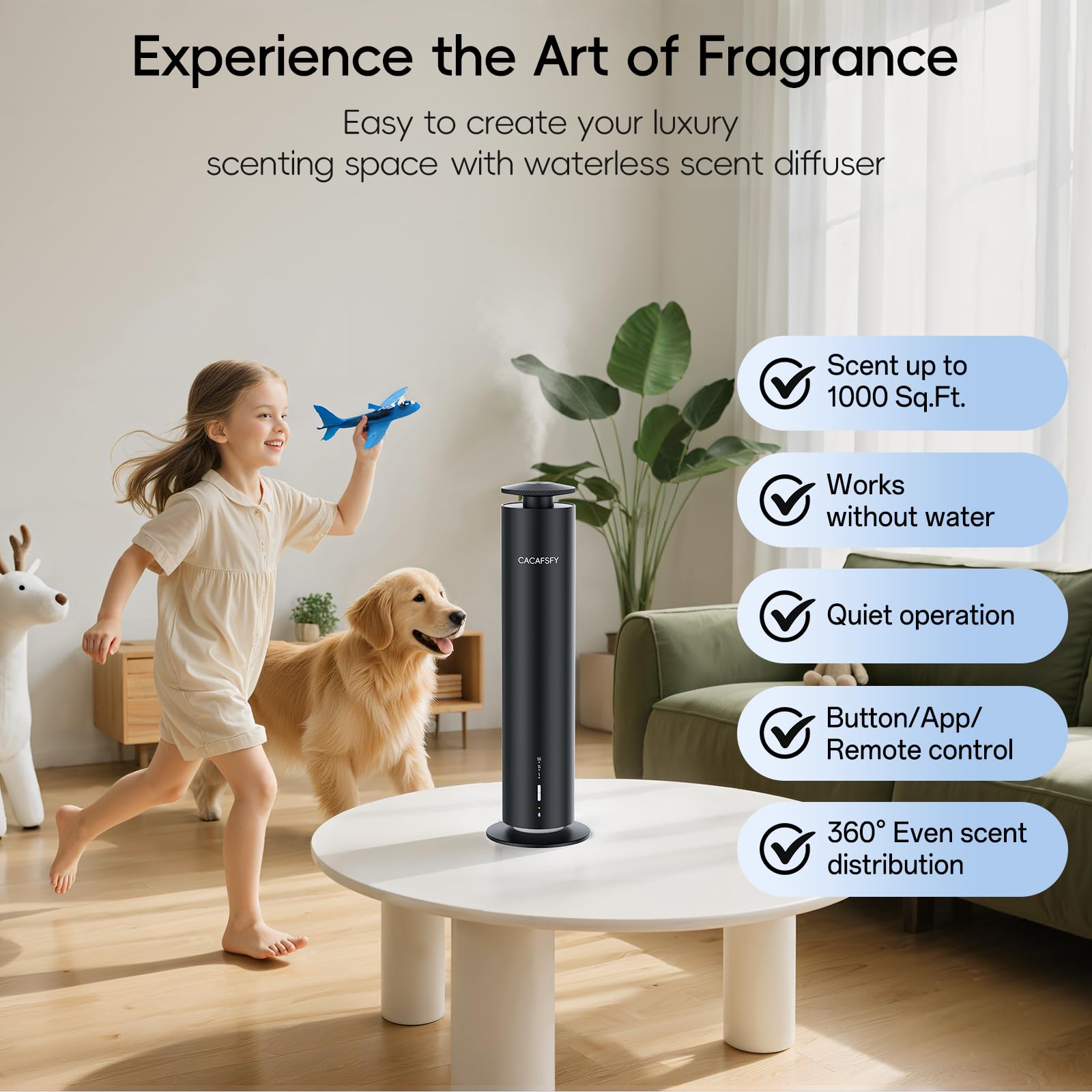 CACAFSFY waterless diffuser remote control ready for scheduling fragrance
