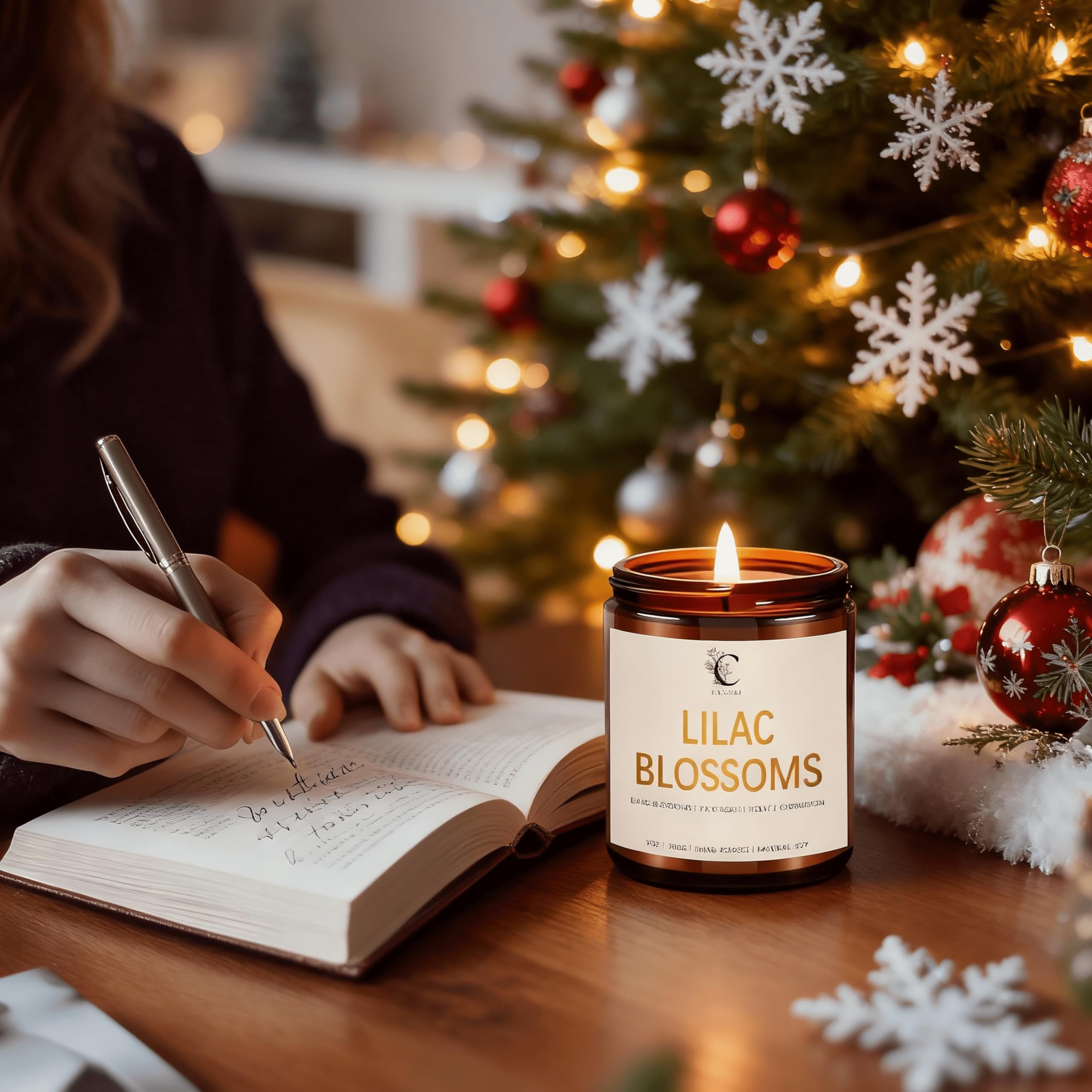 CACALOM floral aromatherapy candle enhances cozy baths and dinners.