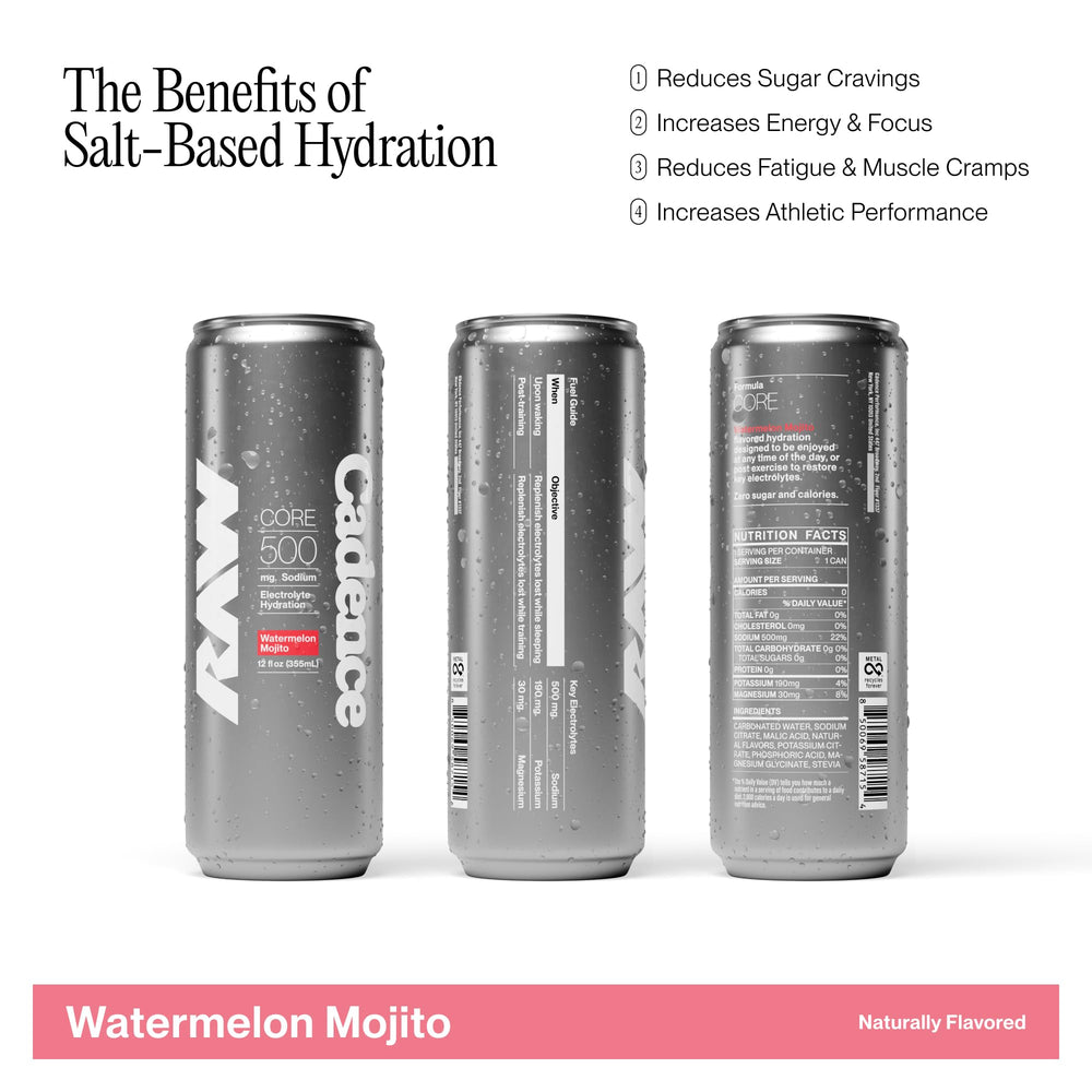 Cadence Electrolyte Watermelon Mojito packaging highlights vegan and keto-friendly hydration
