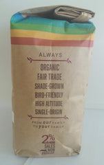 Cafe Mam Enema Coffee label emphasizing organic origin and careful roasting