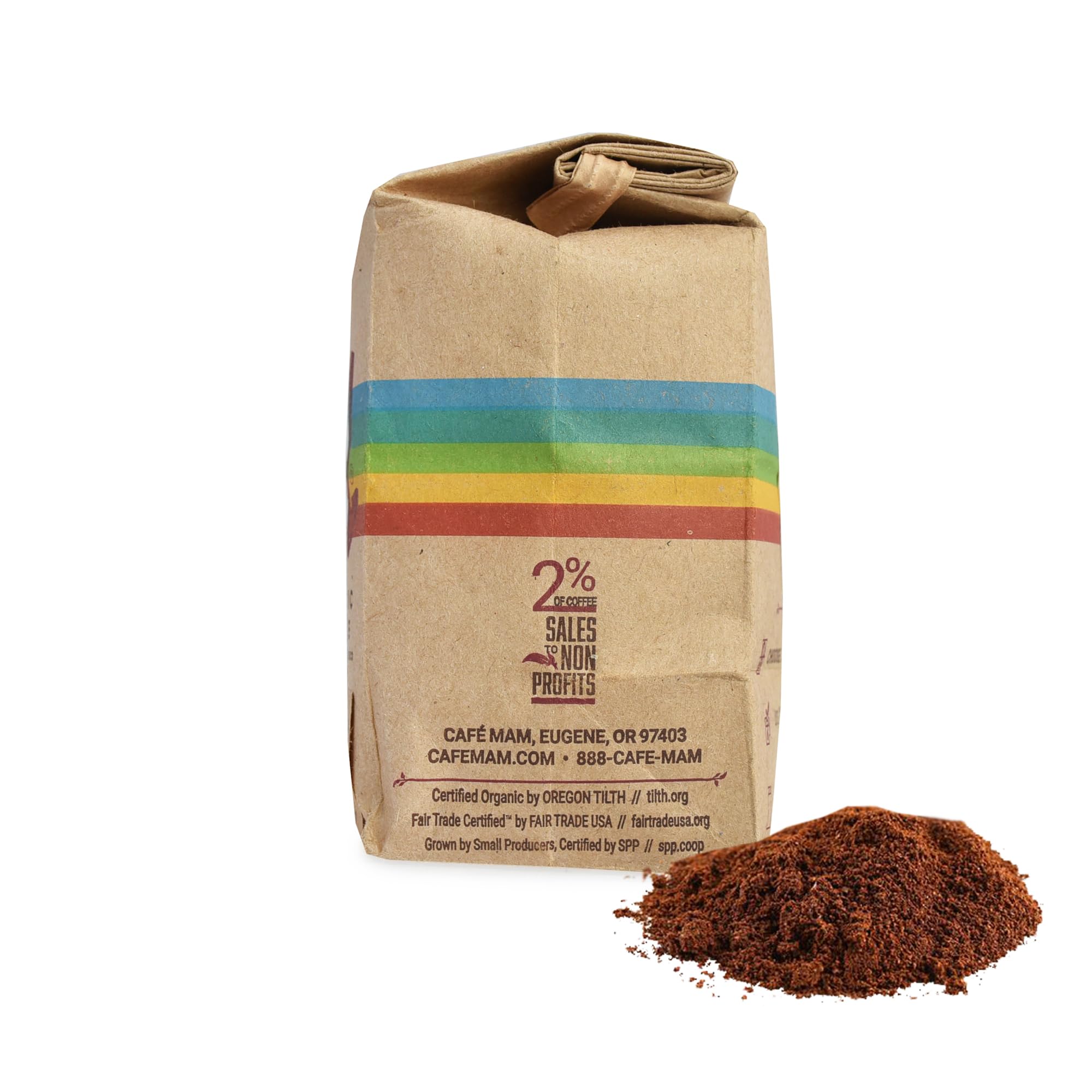 Cafe Mam compostable bag highlights eco-friendly storage and freshness.