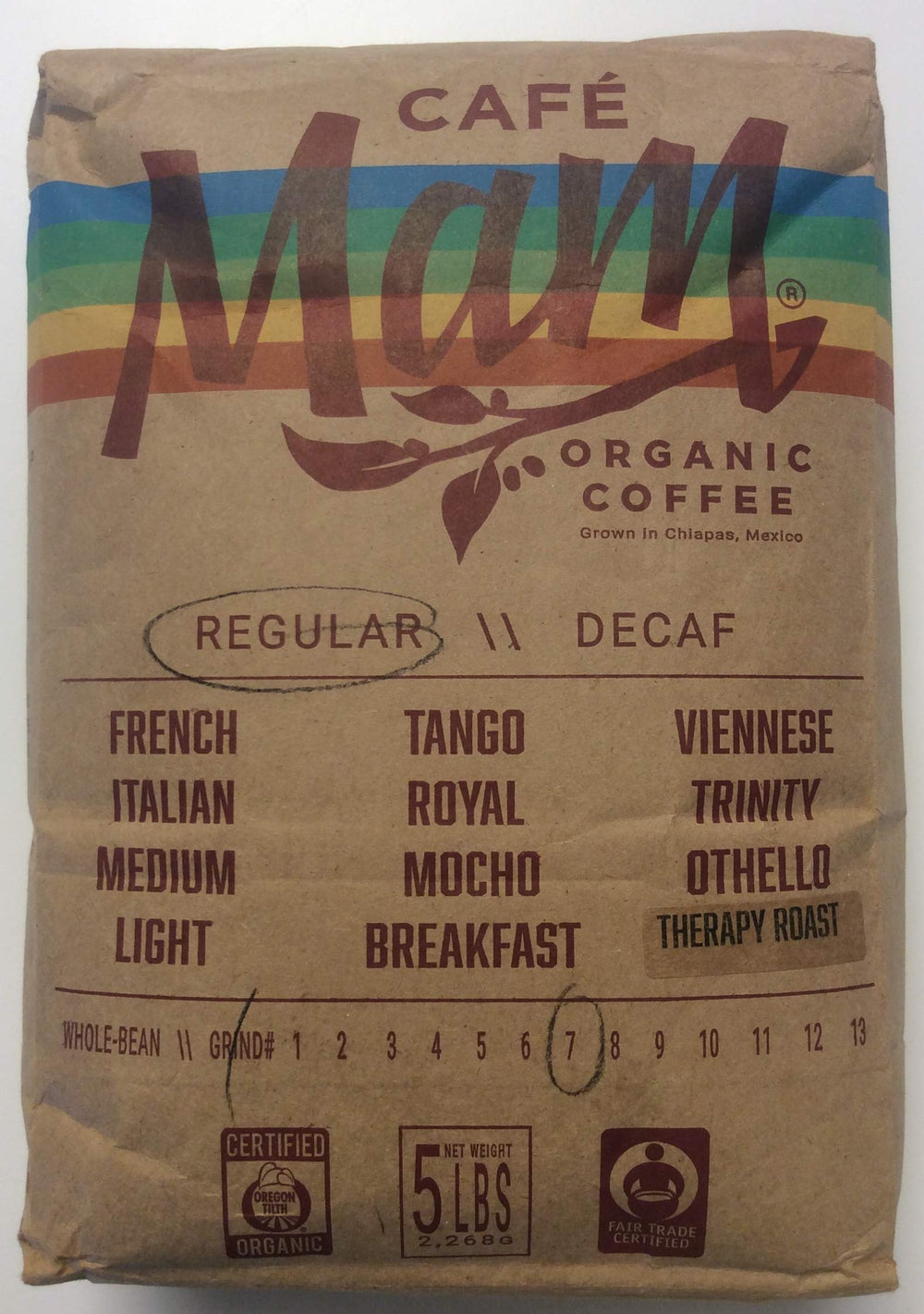 Café Mam Enema Orgánico, tostado ligero, aroma suave.