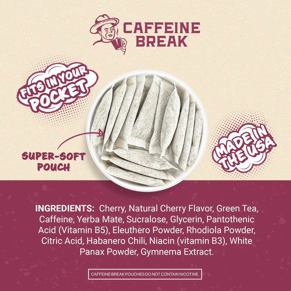 Person on the go with a Black Cherry pouch for quick energy.