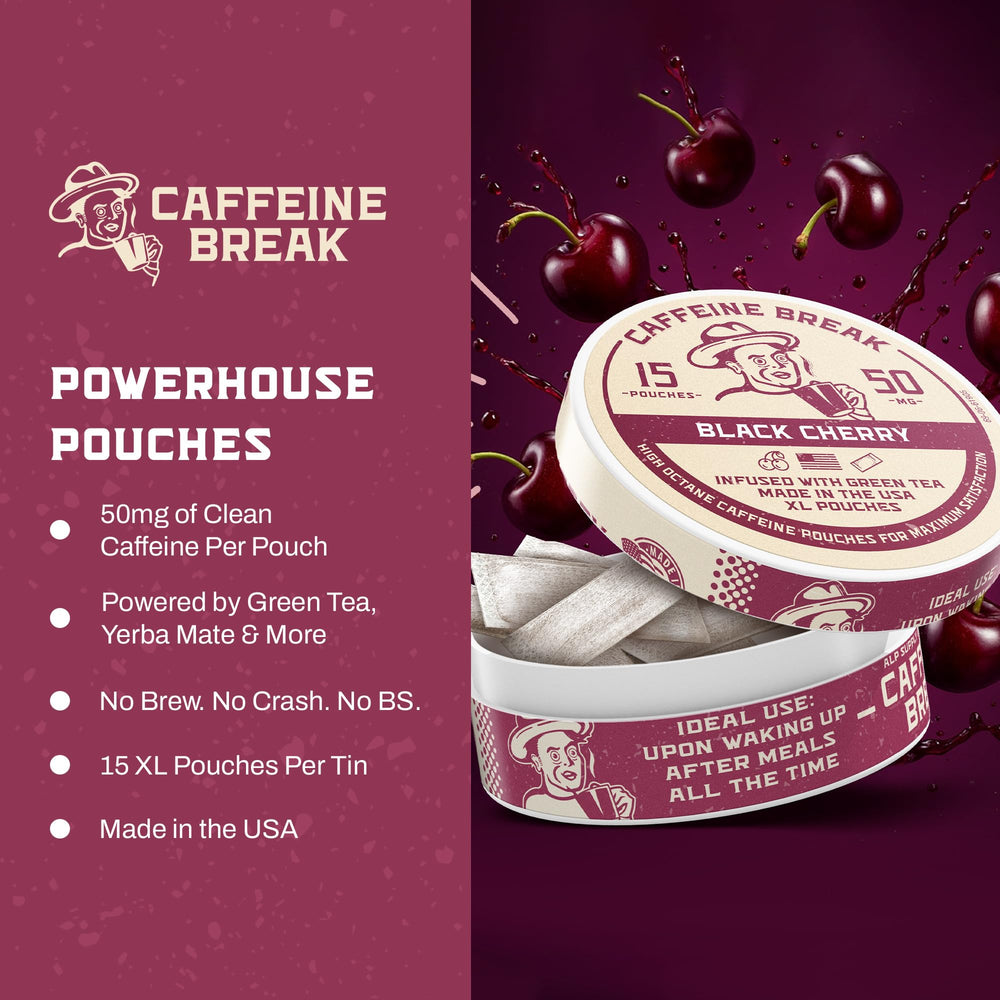 USA-made badge on the Caffeine Break tin emphasizing quality.