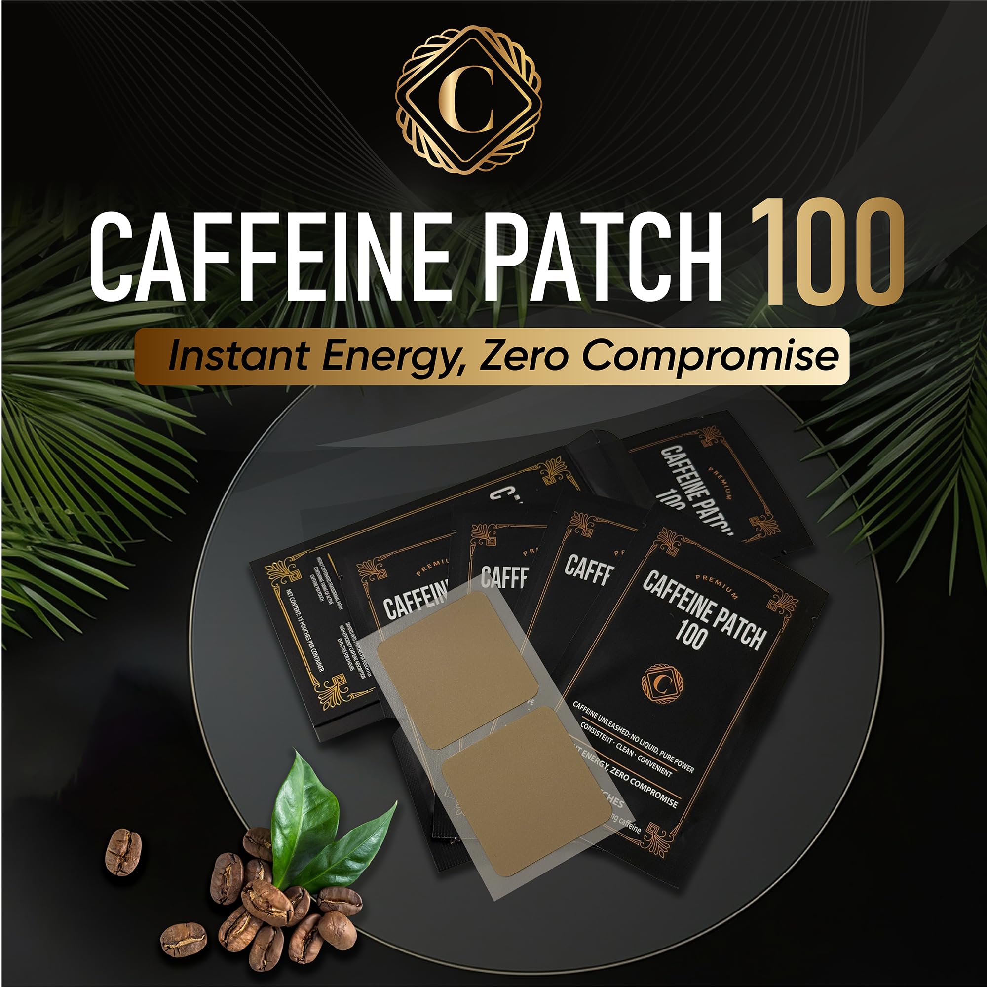 CAFFEINE PATCH 100mg on arm during application.