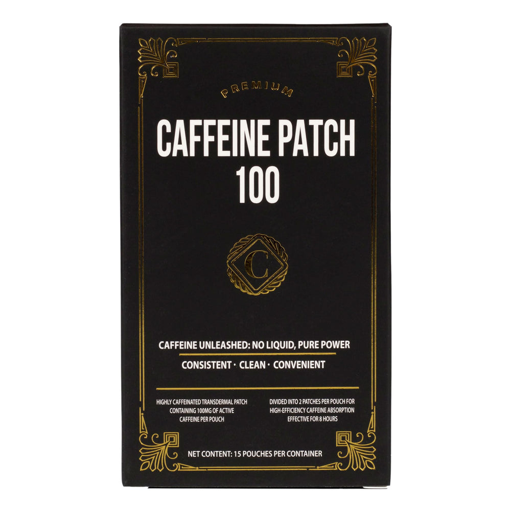 CAFFEINE PATCH 100mg pack back with product details.