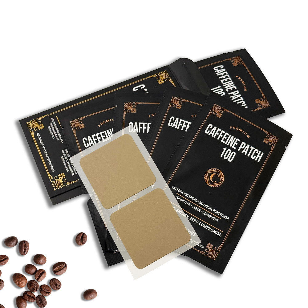 CAFFEINE PATCH 100mg pack front for quick energy.