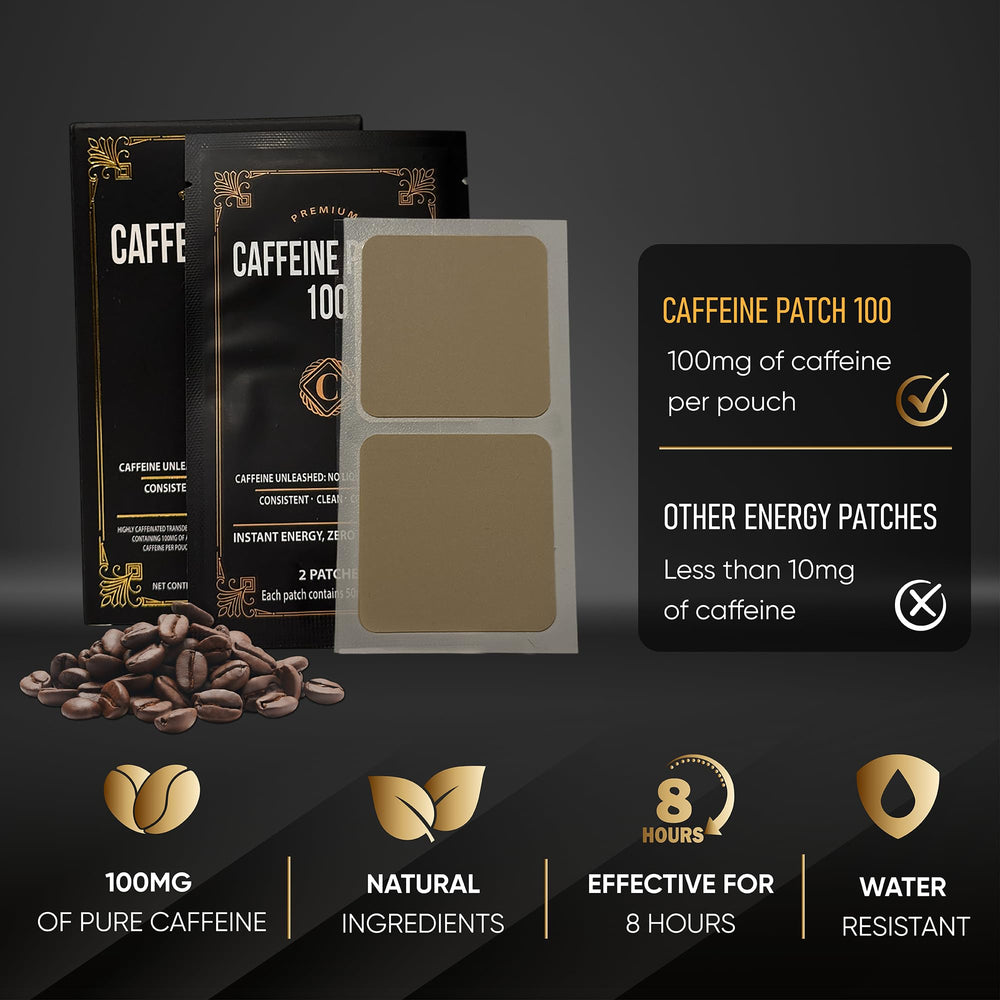 CAFFEINE PATCH 100mg travel case for on-the-go use.
