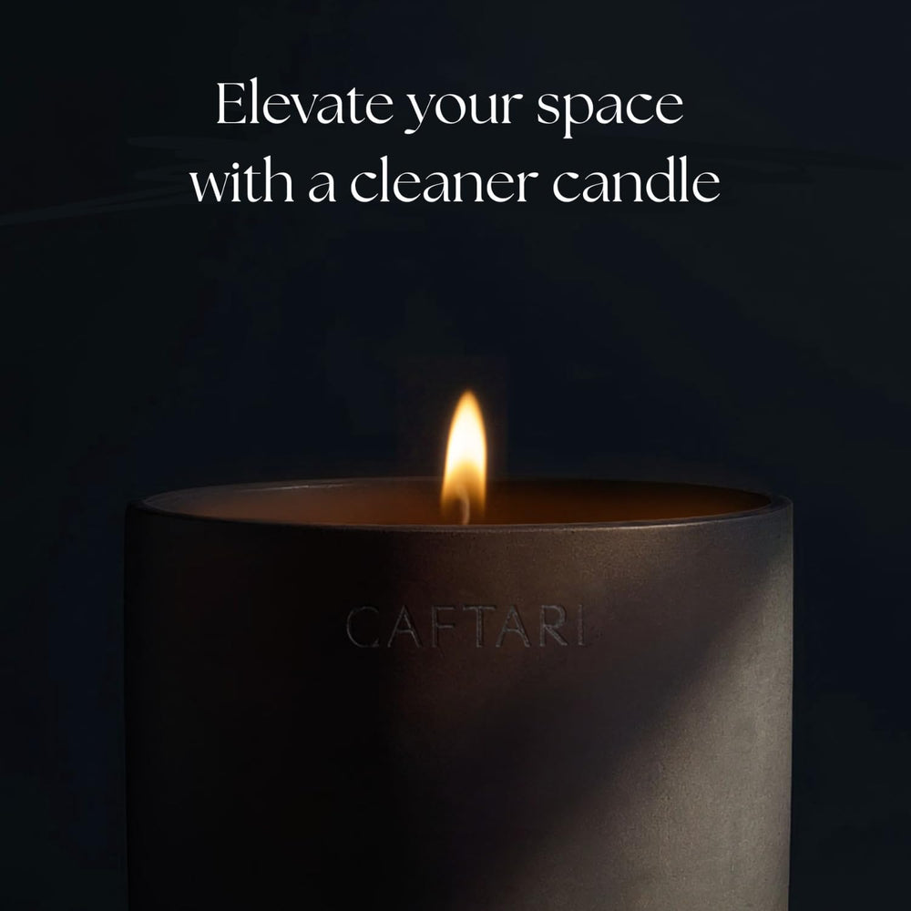 Caftari sandalwood candle with warm, grounding notes for serenity