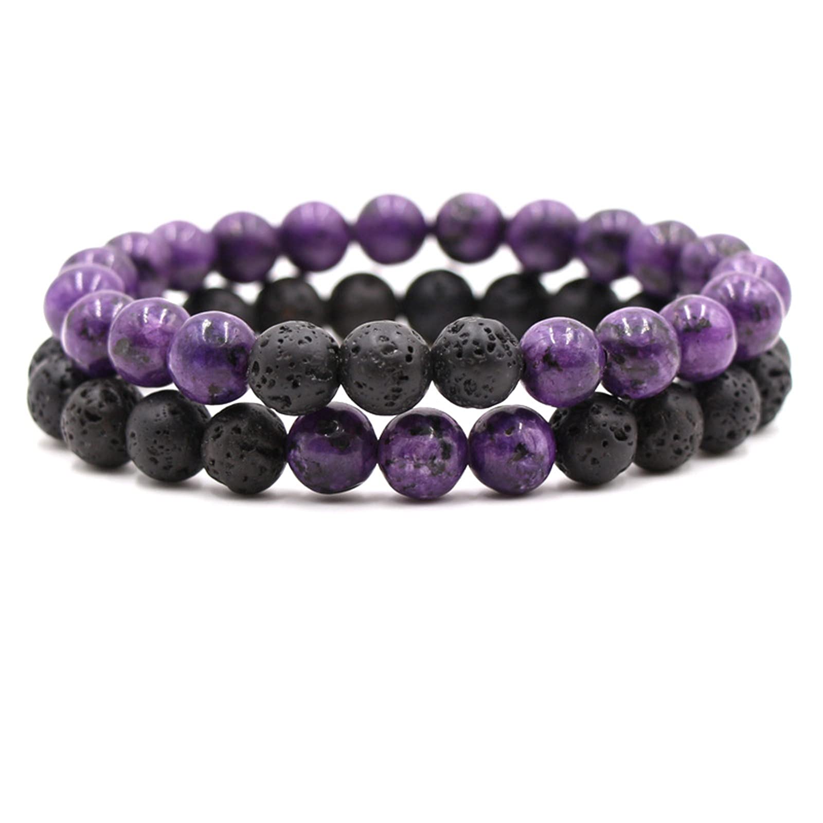 Caiyao lava rock diffuser bracelet showing porous beads for on-the-go essential oil diffusion