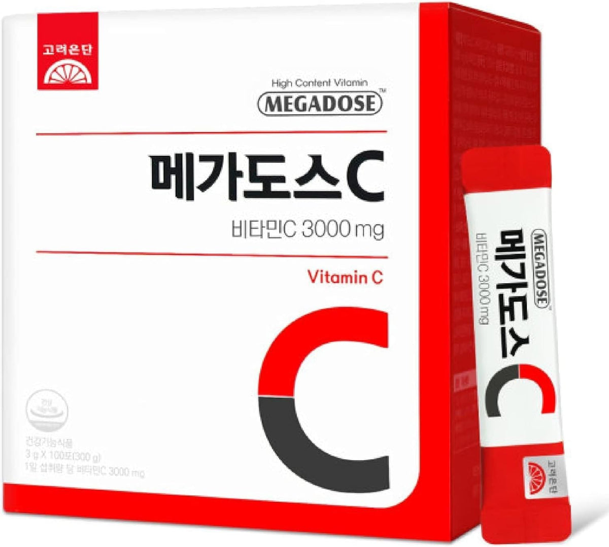 Caincosmetic Megadose Vitamin C powder bottle highlighting high potency daily boost.